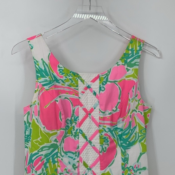 Lilly Pulitzer Cathy shift dress sleeveless Don't Give a Cluck pink green blue 2 - Picture 2 of 5